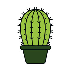 Potted Round Cactus Illustration