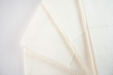 White napkins handkerchiefs on a white background
