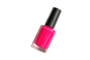 Pink nail polish on white background, cut out