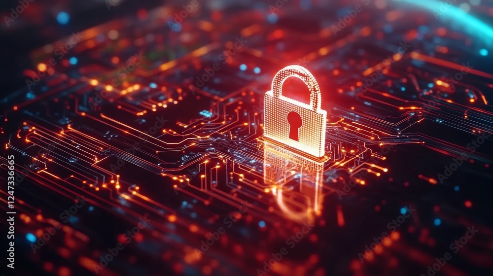 Aufkleber a globe with digital padlock on circuit board a symbol of global cybersecurity and data protection