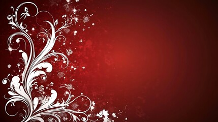 Elegant White Floral Design on Red Background