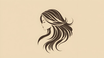 Elegant Silhouette of a Woman's Flowing Hair - Artistic Profile Illustration in Modern Graphic Design, Capturing Beauty, Style, Softness, and Minimalism in Creative Artwork