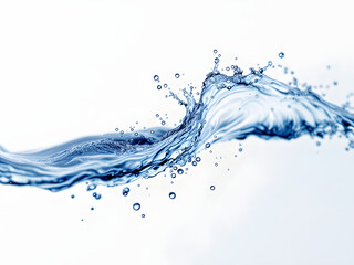 Dynamic water splash with vibrant blue waves and droplets capturing fluid motion and energy in a clear, transparent flow.