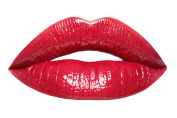 Bold red lips accentuating beauty and glamour, cut out