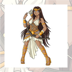Cartoon artemis greek mythology isolated on white background