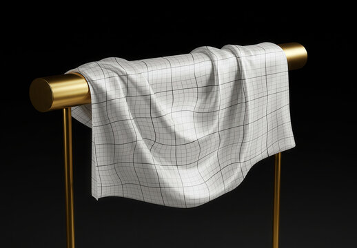Elegant Silk Scarf on Golden Bar Mockup