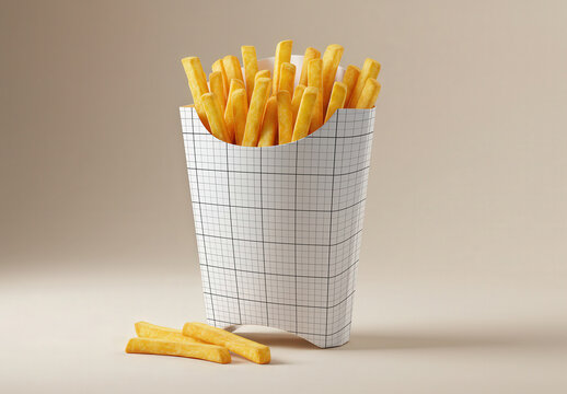 French Fries Potatoes Packaging Mockup