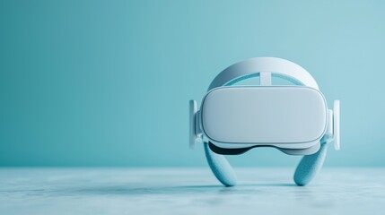 3D Clay Art Depiction of a Virtual Reality Headset on a Blue Background