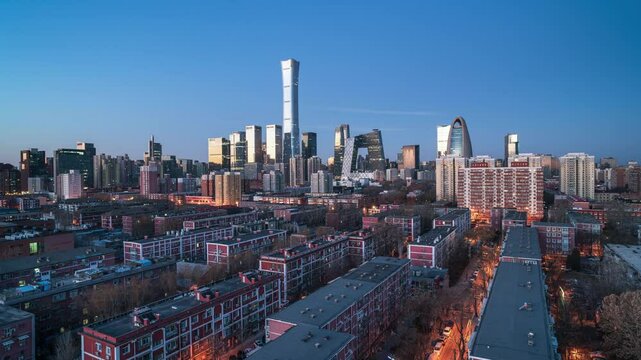 Cinematic sunrise with morning glow and front lighting in Beijing, China