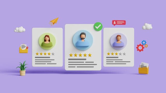 Talent acquisition and employee selection concept. Human Resource Management, HRM, Candidate recruitment, CRM. CV Evaluation for Identifying the Ideal Applicant. 4K 3D loop animation