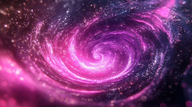 Stunning Swirling Galaxy with Bright Pink and Purple Colors