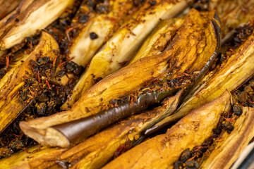 delicious dish of soft baked eggplant with lots of spices