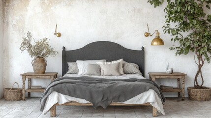 Cozy Bedroom With Elegant Furniture and Natural Elements in Bright Minimalist Design