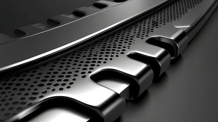 Abstract Metallic Design with Perforated Surface and Grooves