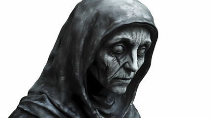 Old cursed nun isolated with white highlights, png. Cursed & Haunted Objects. Illustration