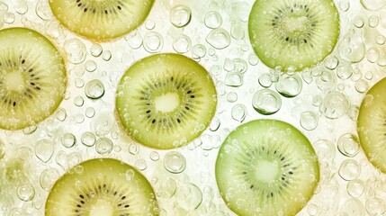 Freshly Sliced Kiwi Fruit With Bubbles on a Transparent Background Creating a Refreshing Atmosphere