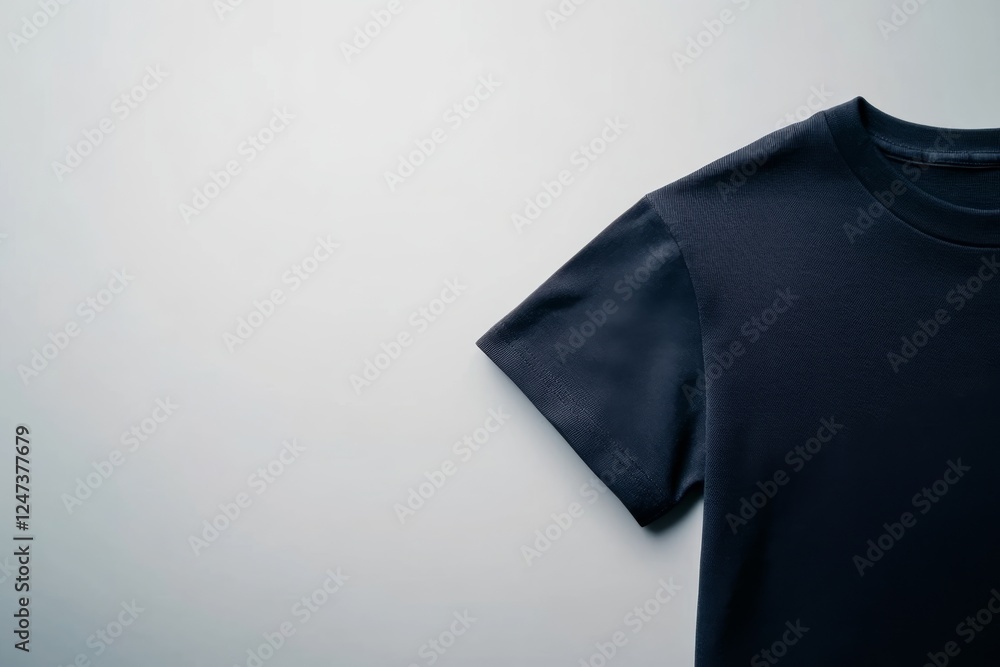 Fototapete a black t-shirt is displayed flat to show both front and back views, presented on a crisp white back
