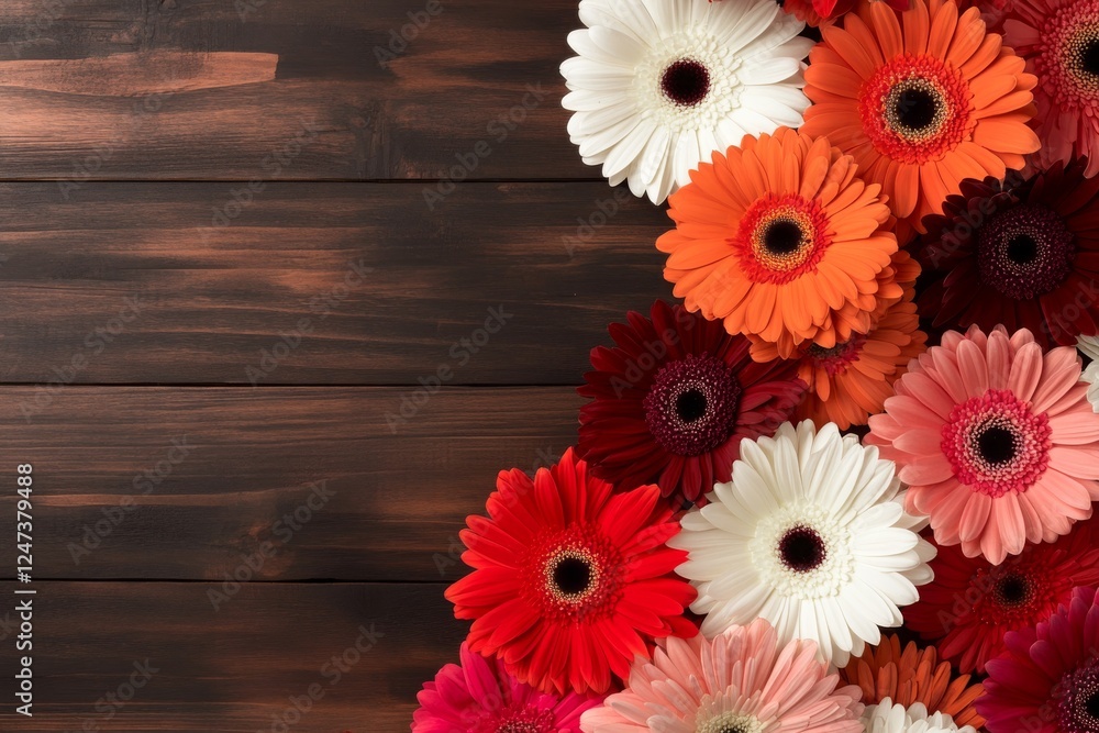 Aufkleber Bright and lush flowers fill the space with color, creating a serene and elegant setting ideal for various artistic and design applications