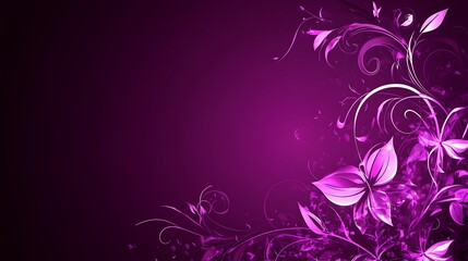 Purple Floral Design With Swirls And Butterflies