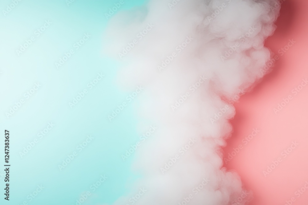 Poster a fluffy white cloud floats against a soft pastel background, creating a serene and dreamy atmospher
