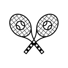Tennis Racket with Ball Line Art Sport Icon Design