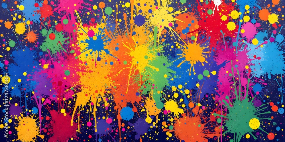 Poster vibrant abstract art piece featuring dynamic color splashes celebrating diversity and inclusion. rep