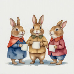 Adorable whimsical illustration mice singing Christmas carol