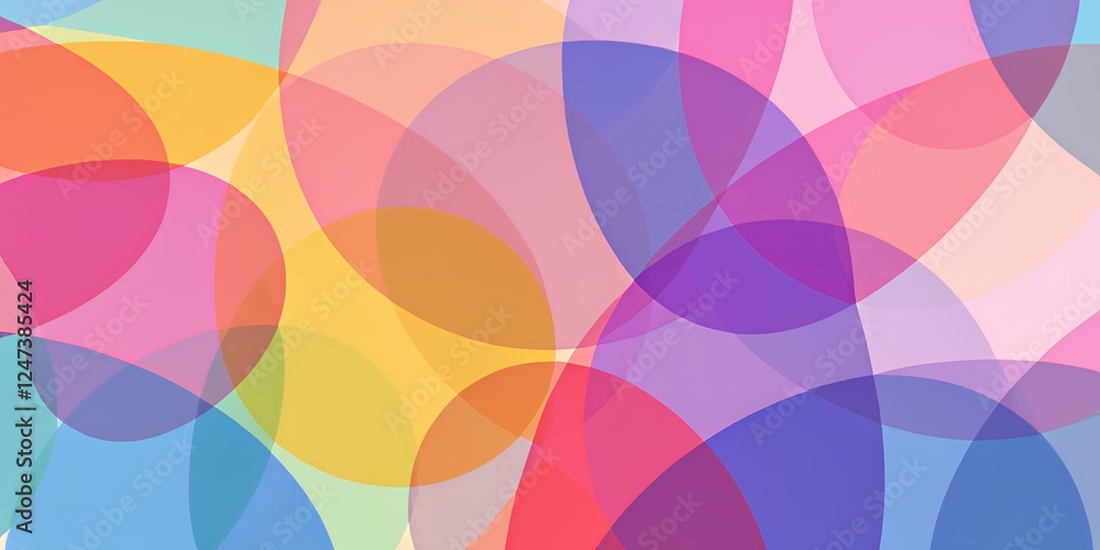 Poster vibrant abstract colorful overlapping shapes representing diversity and inclusion for pride month ce