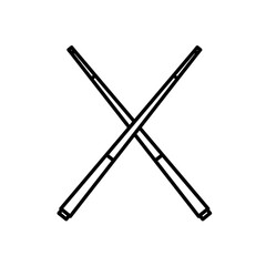 Billiard Stick Crossed Line Art Sport Icon Design. Vector Illustration