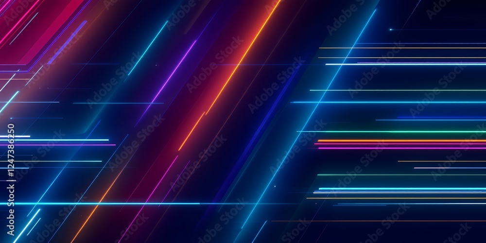 Poster vibrant abstract neon light patterns representing diversity and unity celebrating pride month (2024)
