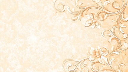 Peach floral corner design, textured background