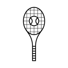 Tennis Racket with Ball Line Art Sport Icon Design