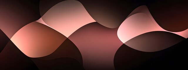 A dark background with several large, round shapes in shades of pink and brown
