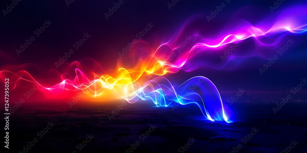 Poster vibrant colorful light trails creating an emotional atmosphere in a dark environment representing pr
