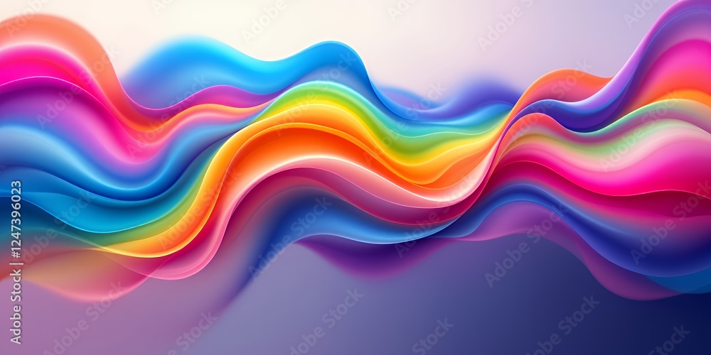 Poster vibrant colorful waves flowing together celebrating pride month with fluid colors and soft curves us