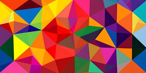 Fototapeta premium Vibrant Geometric Art Celebrating Diversity and Inclusion with Colorful Triangles in Rainbow Palette. A Celebration of Creativity and Expression with Colorful Geometric Shapes. Featuring Vibrant