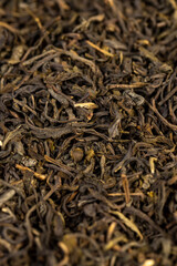 high  quality dry, not cooked green tea close  up