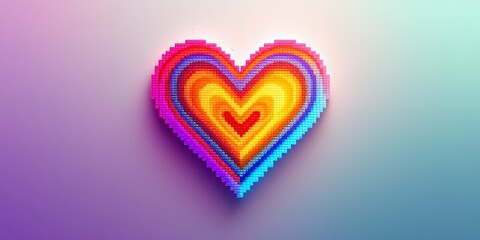 Vibrant Heart Symbol Celebrating Pride Month With Multicolored Layers Of Neon Colors For Pride Month Celebration Theme In Various Colors Including Pink Orange And Blue Rainbow Background With A Heart