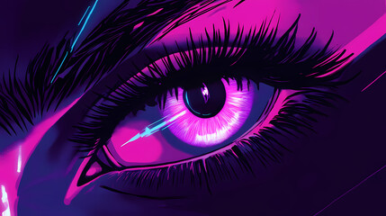 Pink eye neon noir. Neon Noir Aesthetics. Illustration