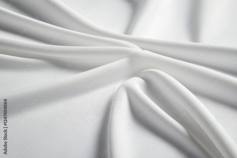 Poster plain white t-shirt laid on a clean white surface, illuminated by soft natural light, showcasing its