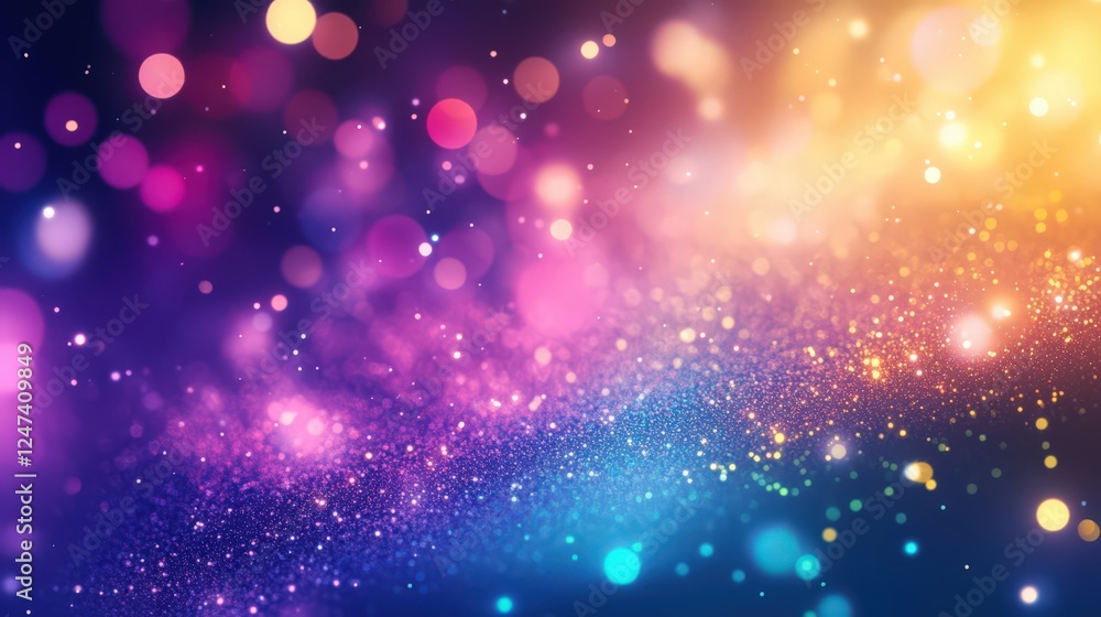 Poster abstract glitter background with sparkling texture and colorful bokeh lights
