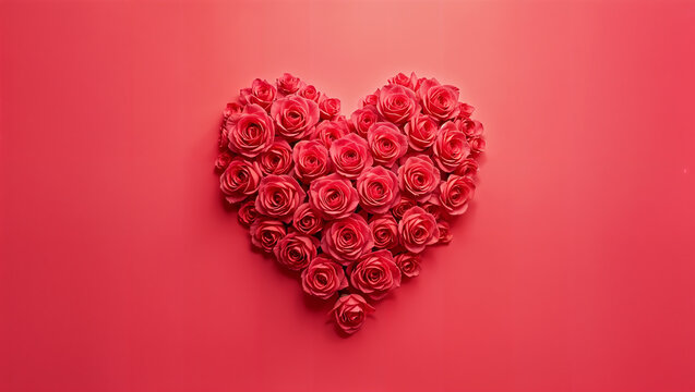 Fondo rojo rosado de corazones y rosas para el D&iacute;a de San Valent&iacute;n, el D&iacute;a del amor y la Amistad
