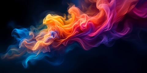 Fototapeta premium Vibrant Swirling Colors of Pride Month Celebration with Fiery Orange and Radiant Purple against a Dark Background