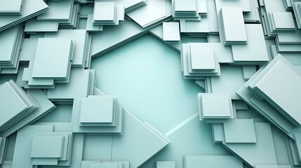 Abstract teal geometric shapes layered composition