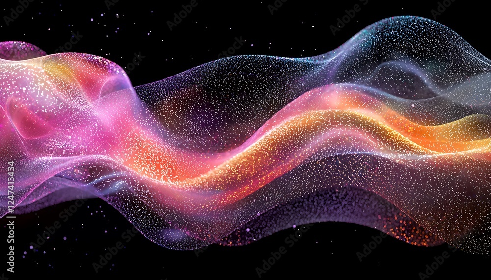 Poster abstract digital wave particles, representing the futuristic movement data and technology