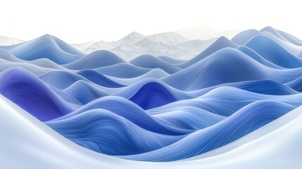 Fototapeta premium Abstract blue wave mountains, snowy peaks background, digital art, website banner
