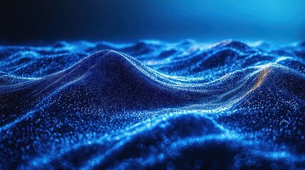 Abstract blue data wave landscape, technology background