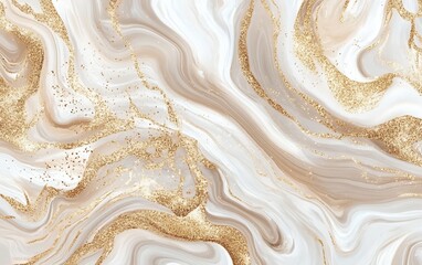 Luxury white and gold marble texture with elegant swirling patterns and glitter accents for modern interior design and digital backgrounds