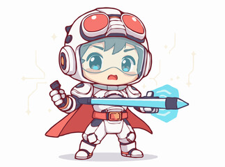 Cyber Warrior: Futuristic Data Protection Vector Art