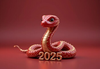 Fototapeta premium luxury red and gold chinese snake new year background with copy space for text, snake year